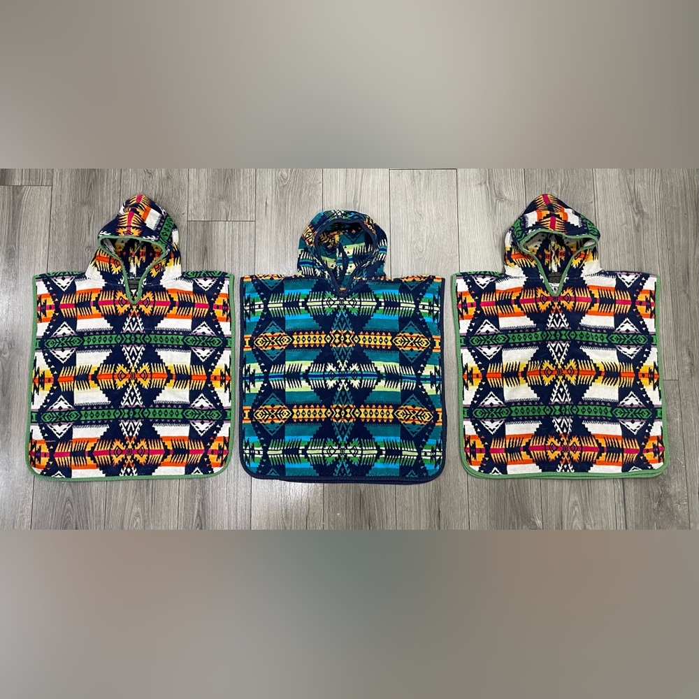 Lot of 3 Pendleton Kids Youth Towel Hooded Poncho Southwest Aztec